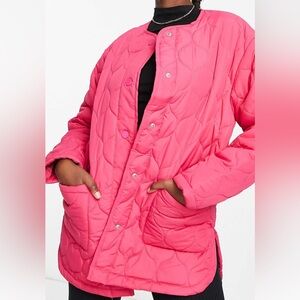 Threadbare Tall diamond quilted jacket in hot pink